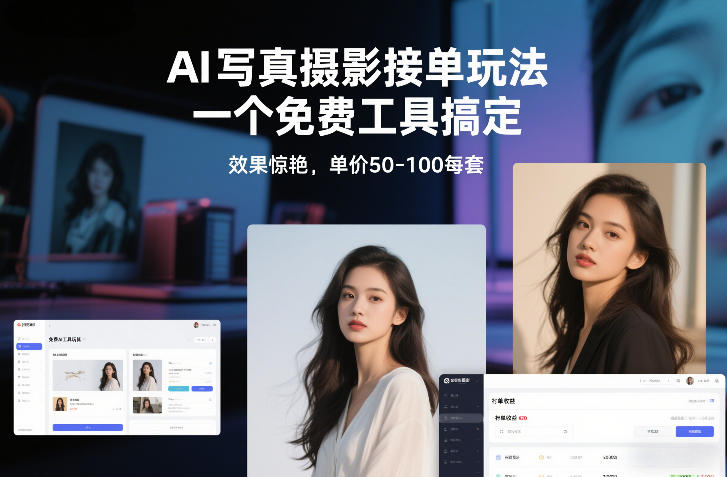 AI写真摄影接单玩法，一个免费工具搞定，效果惊艳，单价50-100每套-财阁