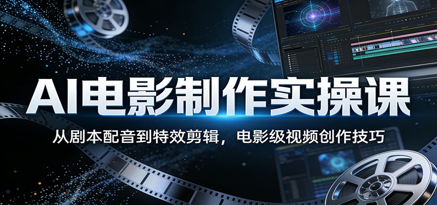 AI电影制作实操课：从剧本配音到特效剪辑，电影级视频创作技巧-财阁