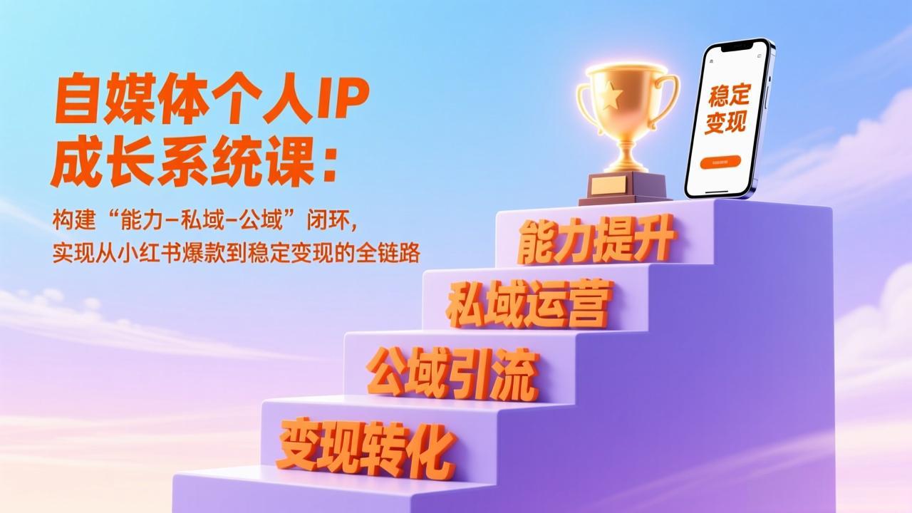 自媒体个人IP成长系统课：构建“能力-私域-公域”闭环，实现从小红书爆款到稳定变现的全链路-财阁