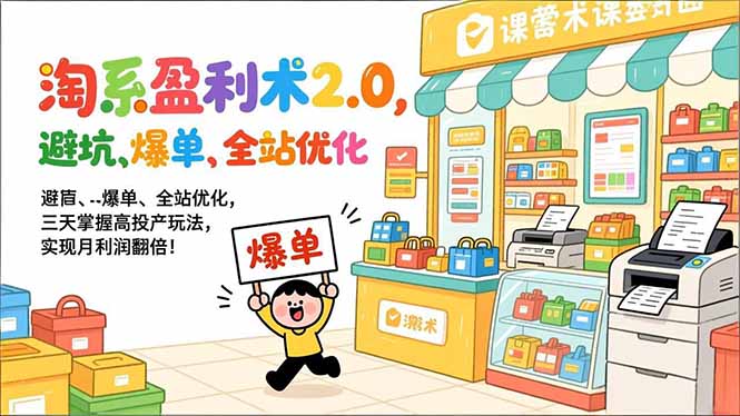 淘系盈利术2.0，避坑、爆单、全站优化，三天掌握高投产玩法，实现月利润翻倍！-财阁