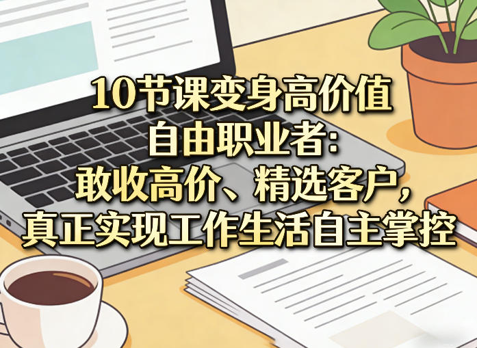 10节课变身高价值自由职业者：敢收高价、精选客户，真正实现工作生活自主掌控-财阁