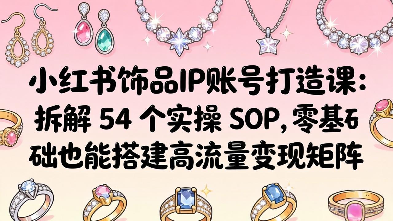 小红书饰品IP账号打造课：拆解 54 个实操 SOP，零基础也能搭建高流量变现矩阵-财阁