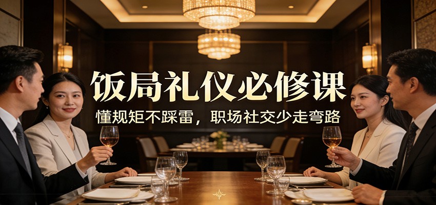 公众号收费文章：《饭局礼仪必修课：懂规矩不踩雷，职场社交少走弯路》-财阁