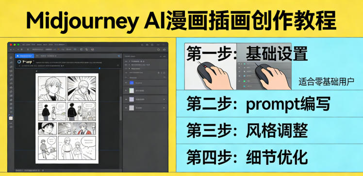 利用Midjourney AI人工智能轻松创作漫画插画教程，零基础创作完整漫画插画-财阁