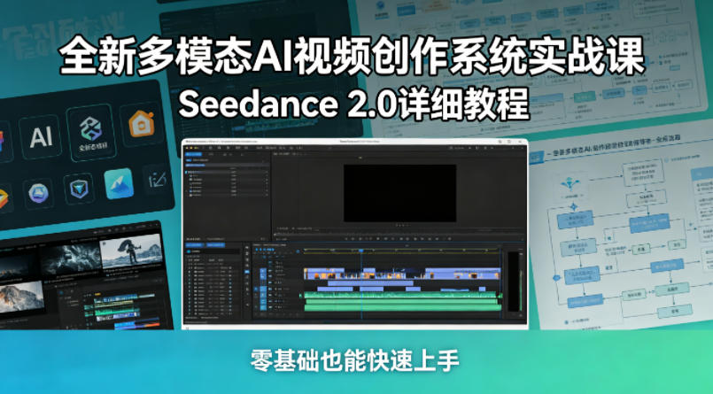 全新多模态AI视频创作系统实战课，Seedance 2.0详细教程，零基础也能快速上手-财阁