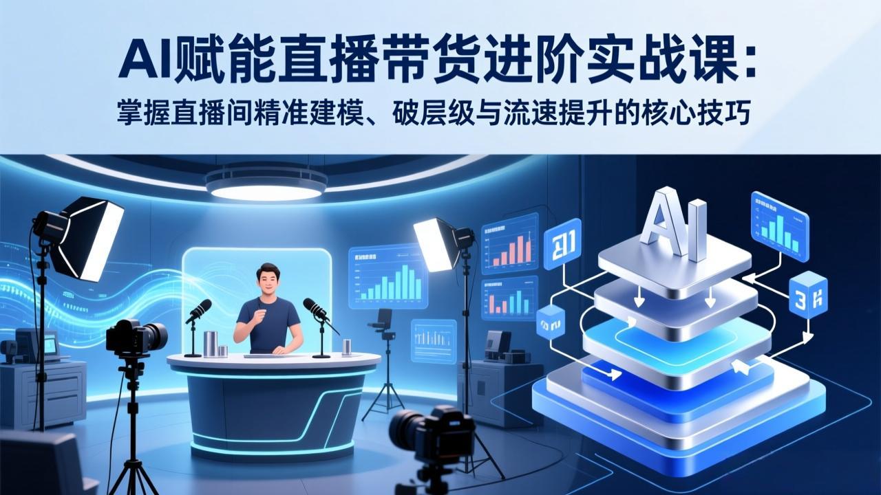 AI赋能直播带货进阶实战课：掌握直播间精准建模、破层级与流速提升的核心技巧-财阁