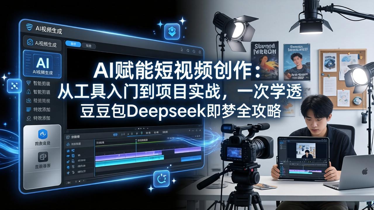 AI赋能短视频创作：从工具入门到项目实战，一次学透豆包Deepseek即梦全攻略-财阁