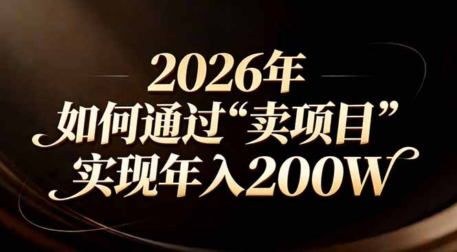 站在2026年的十字路口：一个普通人如何通过卖项目实现年入200万-财阁