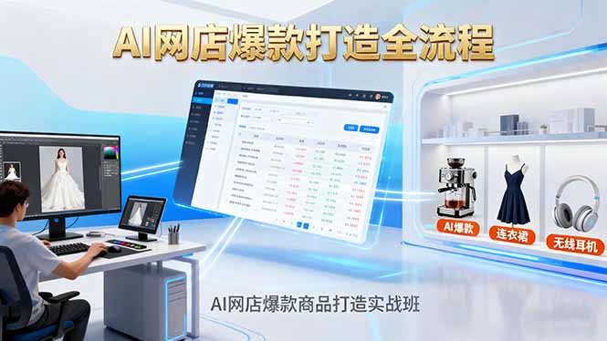 AI网店爆款商品打造实战班：AI技术实现商品图智能处理，快速搭建AI网店-财阁