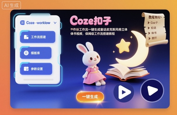 Coze扣子工作流一键生成童话皮克斯风格立体书视频，保姆级工作流搭建教程-财阁