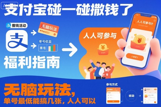 支付宝碰一碰撒钱了，无脑玩法，单号最低能搞几张，人人可以撸【揭秘】-财阁