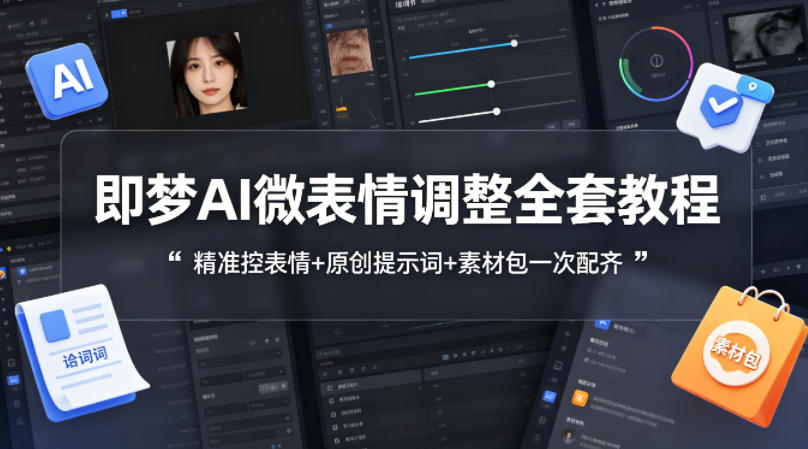 即梦AI微表情调整全套教程，精准控表情+原创提示词+素材包一次配齐-财阁