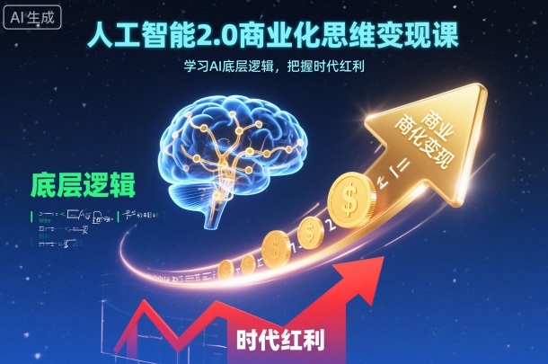 人工智能2.0商业化思维变现课，学习AI底层逻辑，把握时代红利-财阁