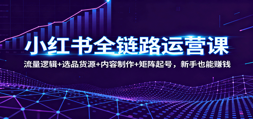 小红书全链路运营课：流量逻辑+选品货源+内容制作+矩阵起号，新手也能赚钱-财阁