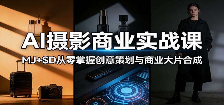 AI摄影商业实战课：MJ+SD从零掌握创意策划与商业大片合成-财阁