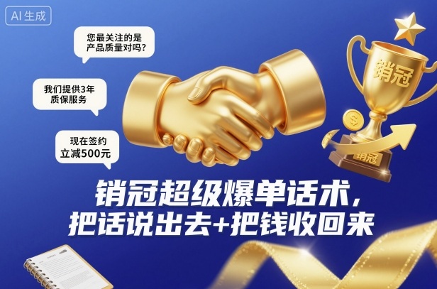 销冠超级爆单话术，把话说出去+把钱收回来-财阁