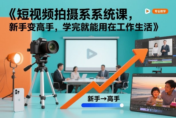 短视频拍摄系统课，新手变高手，学完就能用在工作生活-财阁