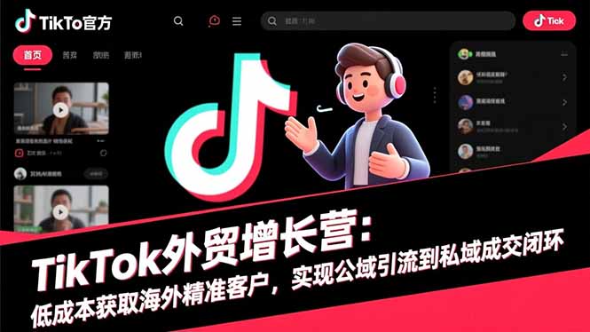 TikTok外贸增长营：低成本获取海外精准客户，实现公域引流到私域成交闭环-财阁