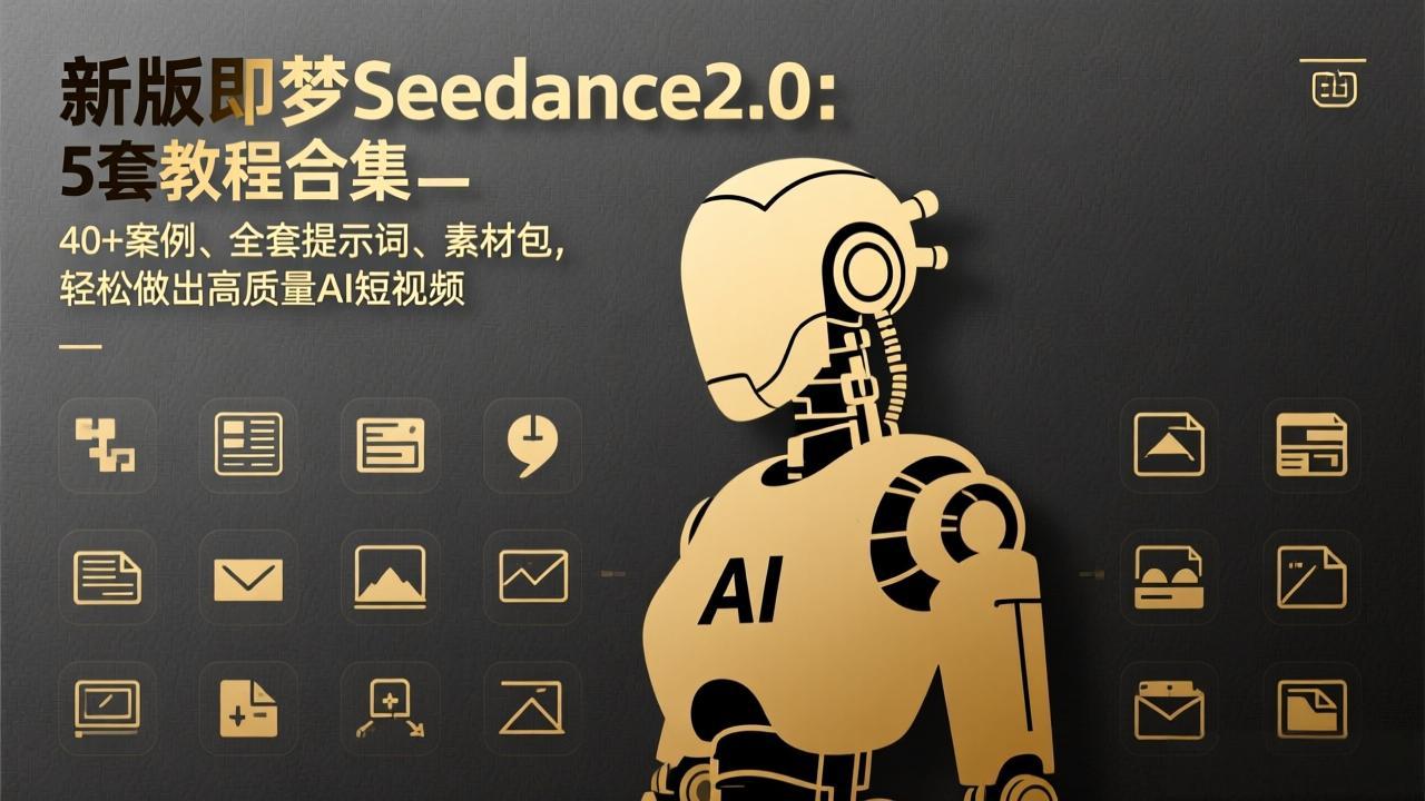 新版即梦Seedance2.0：5套教程合集，40+案例、全套提示词、素材包，轻松做出高质量AI短视频-财阁