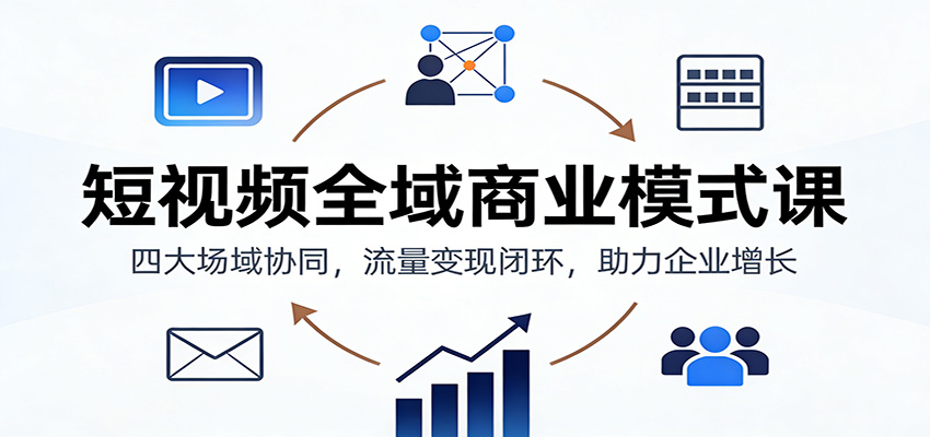 短视频全域商业模式课：四大场域协同，流量变现闭环，助力企业增长-财阁