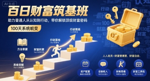百日财富筑基班，助力普通人从认知到行动，带你解锁顶级财富密码-财阁