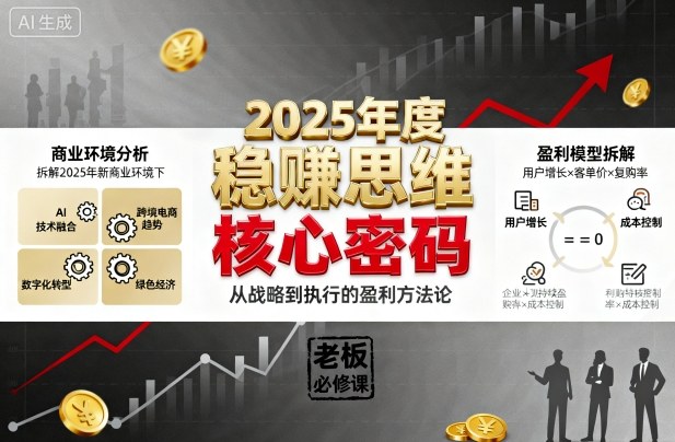 2025年度稳賺思维老板创业营，拆解2025年新商业环境下，企业实现持续盈利的核心密码-财阁