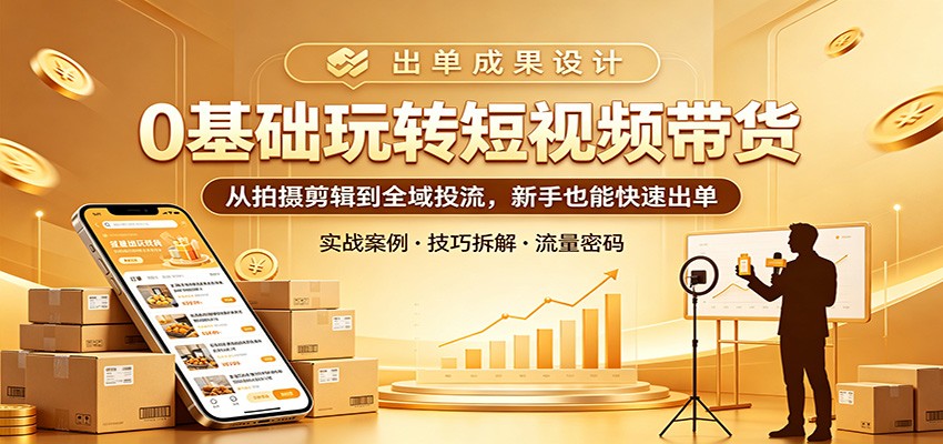 0基础玩转短视频带货：从拍摄剪辑到全域投流，新手也能快速出单-财阁