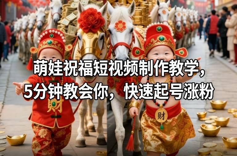 萌娃祝福短视频制作教学，5分钟教会你，快速起号涨粉-财阁