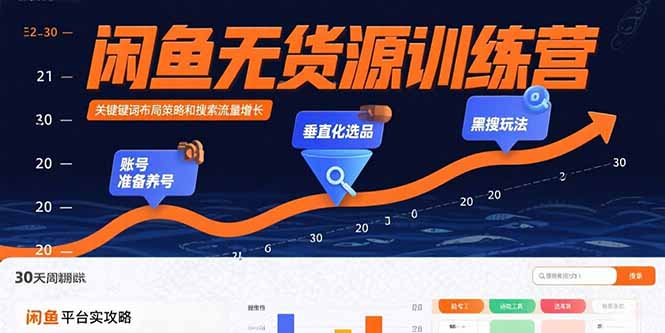 闲鱼无货源训练营：账号准备养号/垂直化选品/黑搜玩法，0基础30天盈利指南-财阁