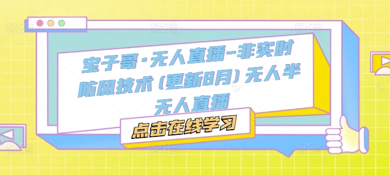 宝子哥·无人直播-非实时防风技术(更新25年9月)无人半无人直播-财阁