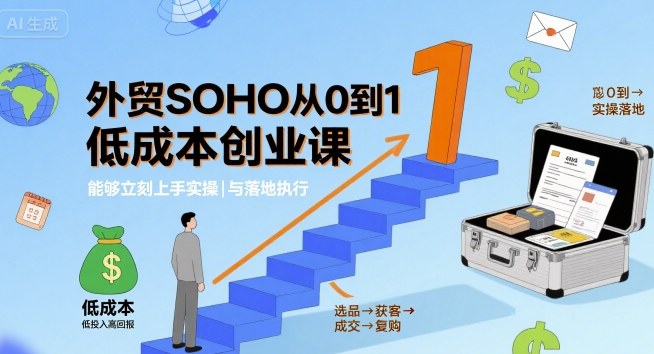 外贸SOHO从0到1低成本创业课，能够立刻上手实操与落地执行-财阁