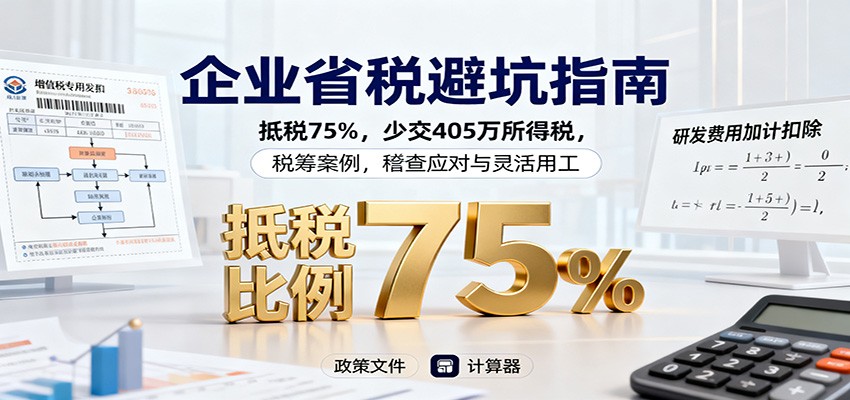 企业省税避坑指南：抵税75%，少交405万所得税，税筹案例，稽查应对与灵活用工-财阁