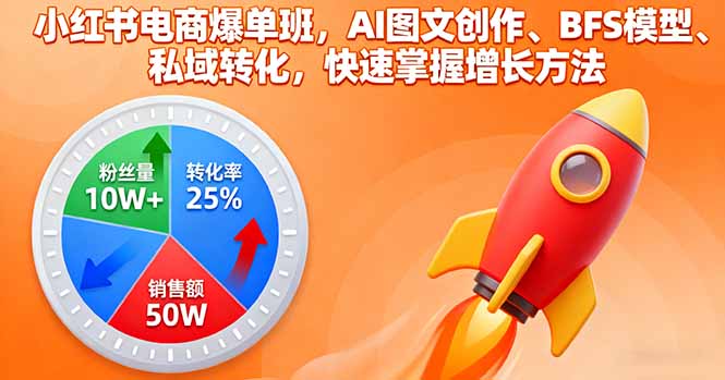 小红书电商爆单班，AI图文创作、BFS模型、私域转化，快速掌握增长方法-财阁
