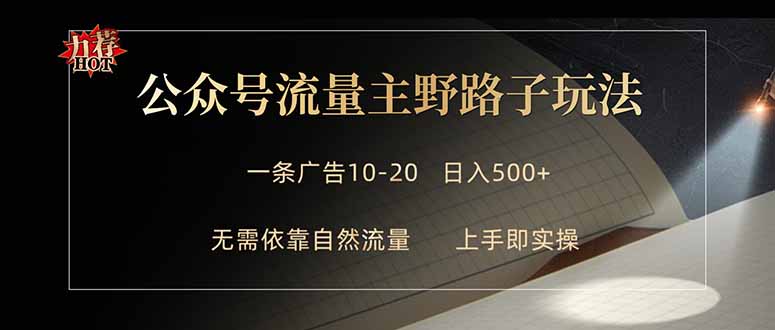 公众号流量主野路子玩法 单条广告10-20元 日入500+-财阁
