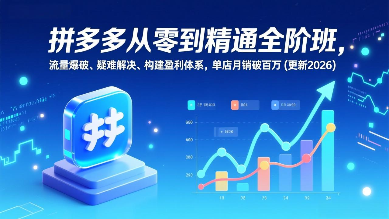 拼多多从零到精通全阶班，流量爆破、疑难解决，构建盈利体系，单店月销破百万(更新2026-财阁