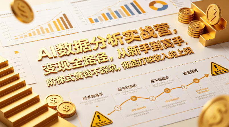 AI数据分析实战营，变现全路径，从新手到高手，阶梯式賺钱不踩坑，彻底打破收入的上限-财阁