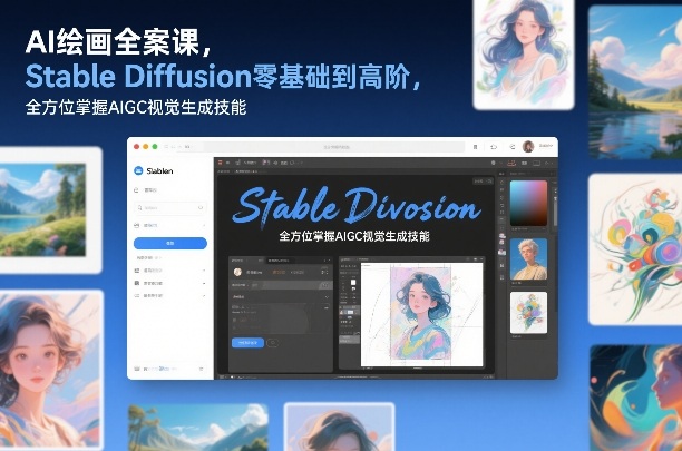 AI绘画全案课,Stable Diffusion零基础到高阶,全方位掌握AIGC视觉生成技能-财阁