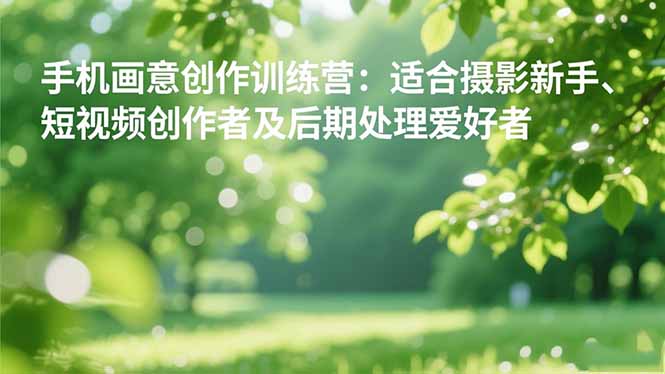 手机摄影之画意创作训练营：适合摄影新手、短视频创作者及后期处理爱好者-财阁