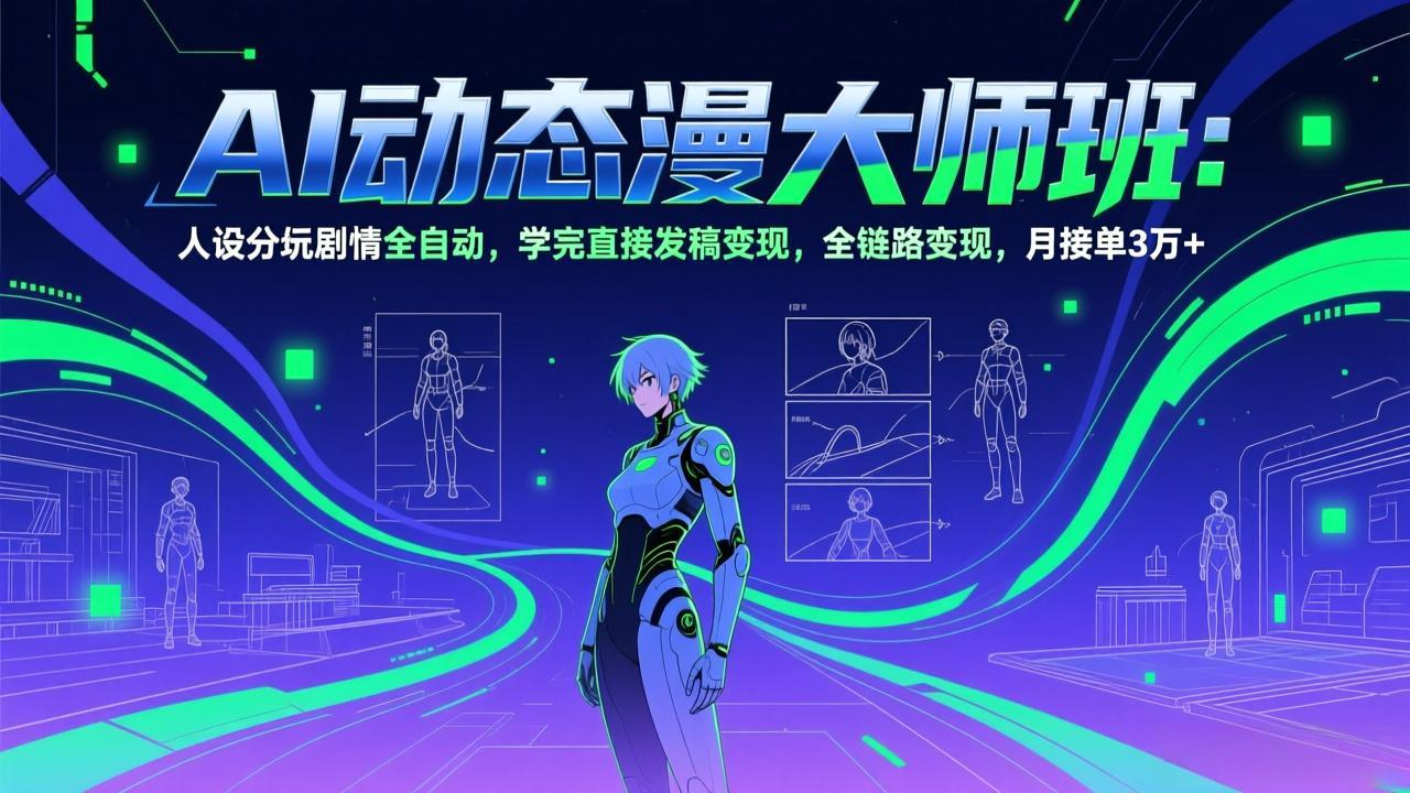 AI动态漫剧大师班:人设分镜剧情全自动,学完直接发稿变现,全链路变现,月接单3万+-财阁