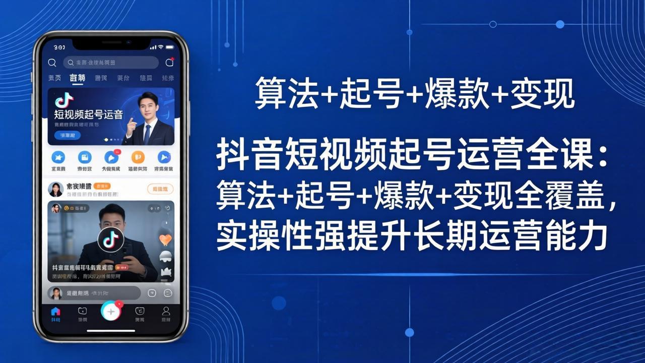 抖音短视频起号运营全课：算法+起号+爆款+变现全覆盖，实操性强提升长期运营能力-财阁