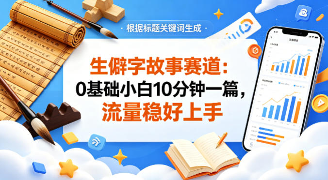 公众号流量主——生僻字故事赛道，流量稳，好上手，0基础小白也能10分钟一篇-财阁