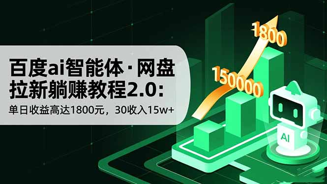百度ai智能体·网盘拉新躺赚教程2.0：单日收益高达1800元，30收入15w+-财阁