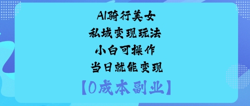 AI骑行美女私域变现玩法小白可操作当日就能变现-财阁