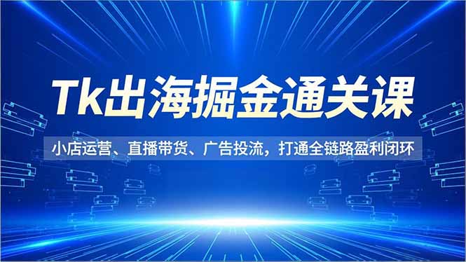 Tk出海掘金通关课，小店运营、直播带货、广告投流，打通全链路盈利闭环-财阁