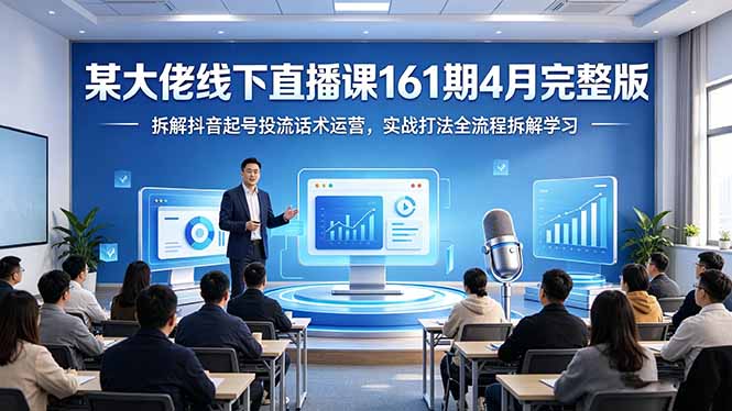某大佬线下直播课161期4月完整版，拆解抖音起号投流话术运营，实战打法全流程拆解学习-财阁