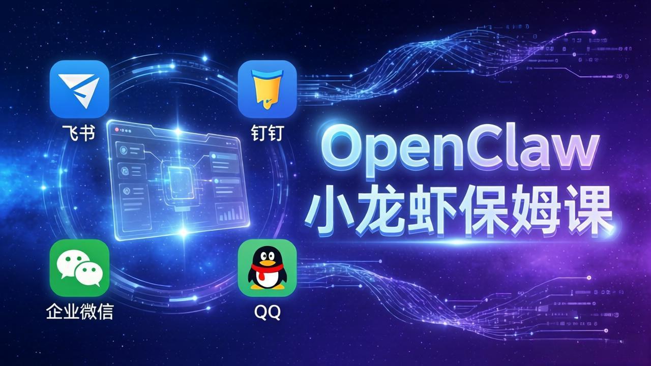 OpenClaw小龙虾保姆课： Windows/macOS/Linux/Docker全系统安装，飞书+钉钉+企业微信+QQ 全接入-财阁