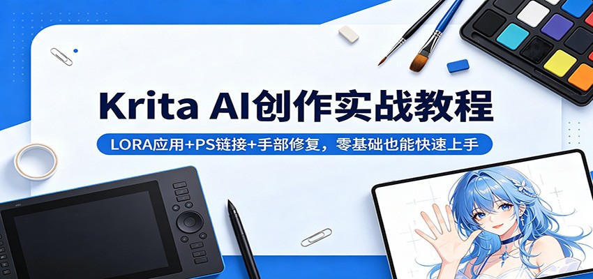 Krita AI创作实战教程：LORA应用+PS链接+手部修复，零基础也能快速上手-财阁