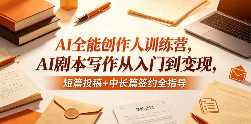 AI全能创作人训练营，AI剧本写作从入门到变现，短篇投稿+中长篇签约全指导-财阁
