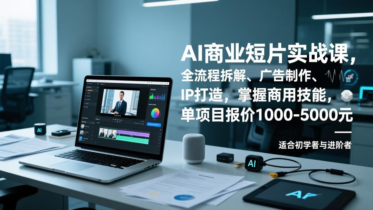 AI商业短片实战课，全流程拆解、广告制作、IP打造，掌握商用技能，单项目报价1000-5000元-财阁