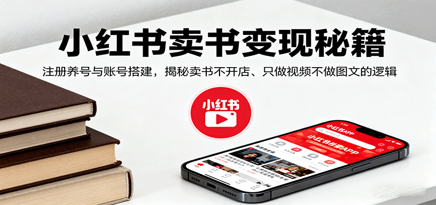 小红书卖书变现秘籍，注册养号与账号搭建，揭秘卖书不开店、只做视频不做图文的逻辑-财阁